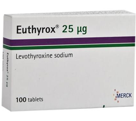 Thyroid Euthyrox (T4) 25 mcg T4, L-thyroxine, Synthroid Merck